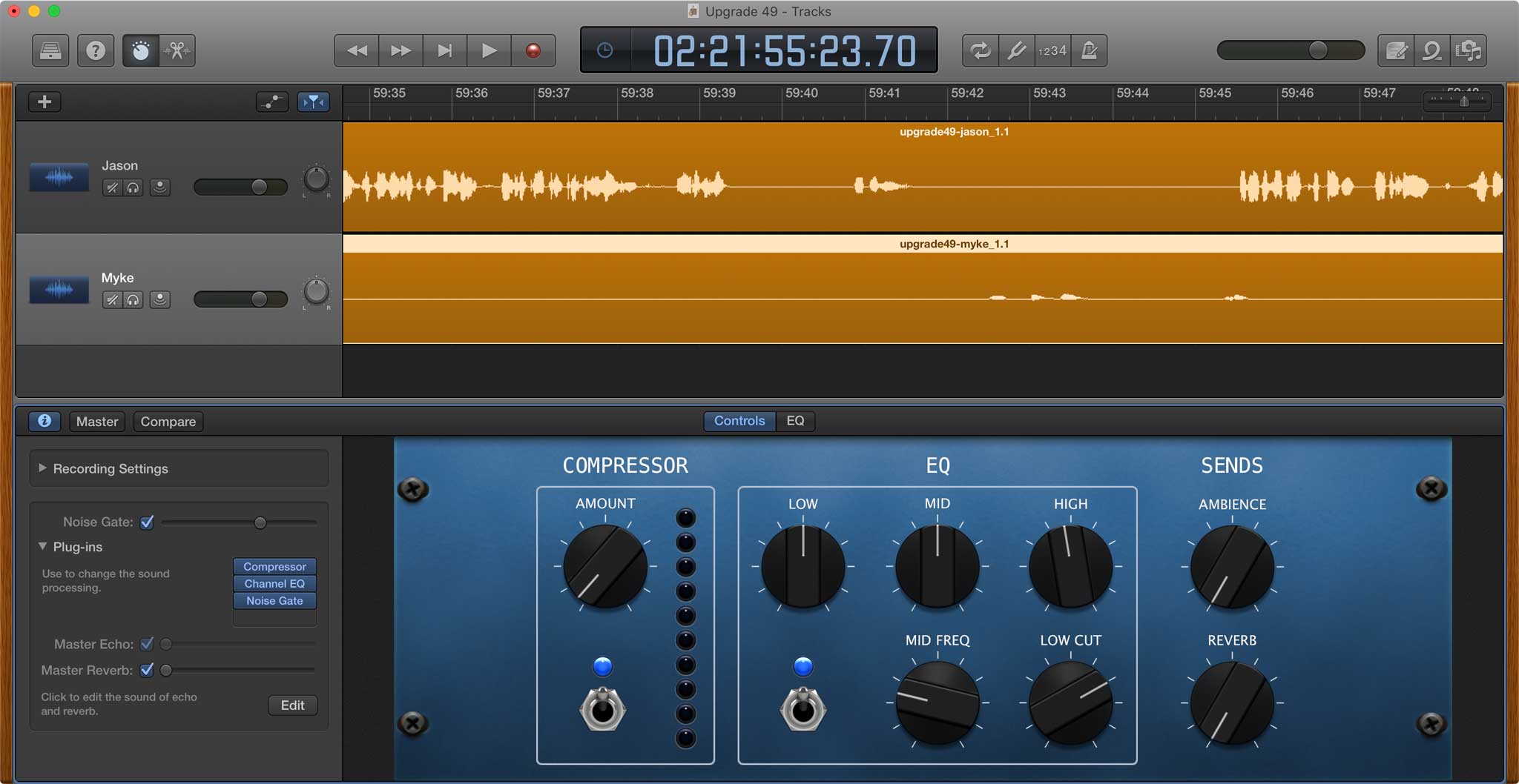 garageband recording external audio