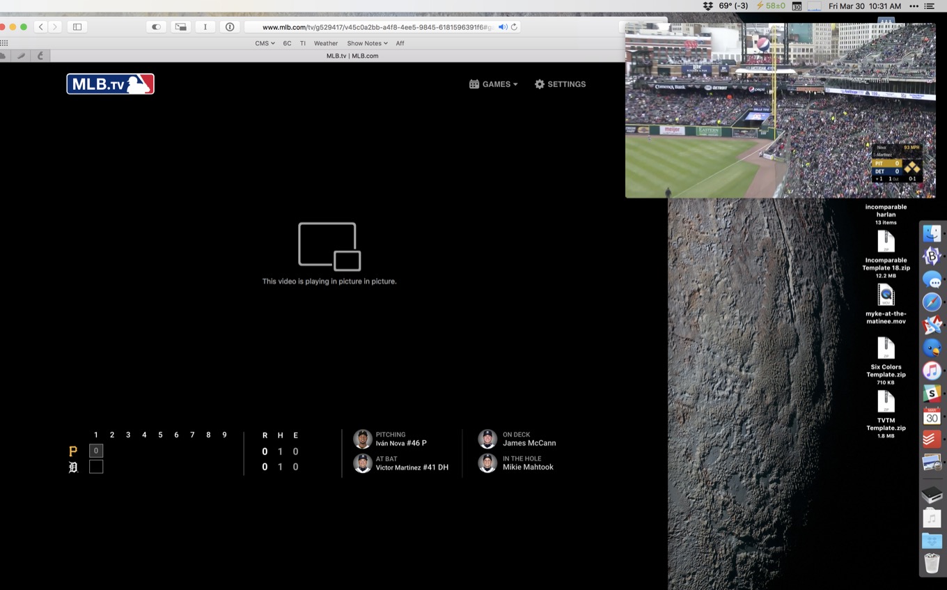 Watch MLB TV in Picture in Picture on a Mac